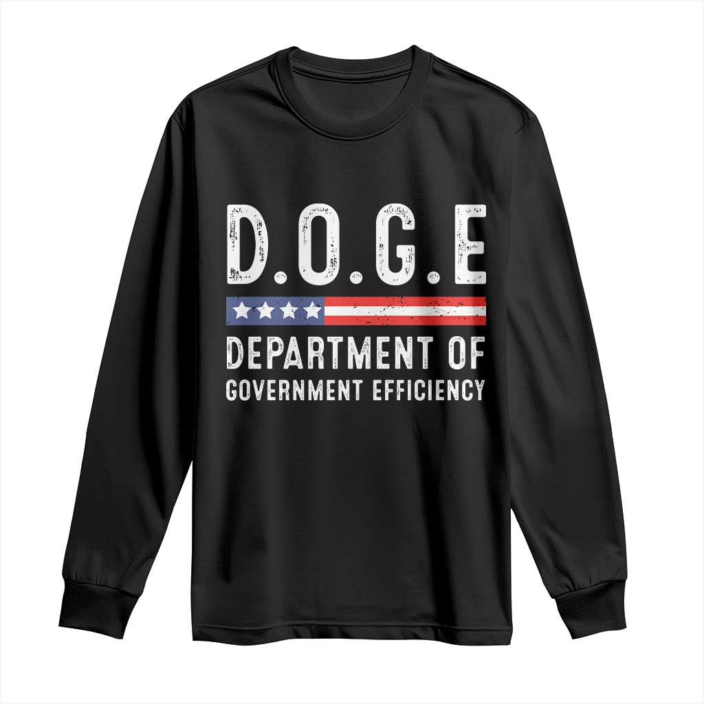 Trump Musk DOGE Long Sleeve Shirt Department Of Government Efficiency Vintage American Flag TS11 Black Print Your Wear