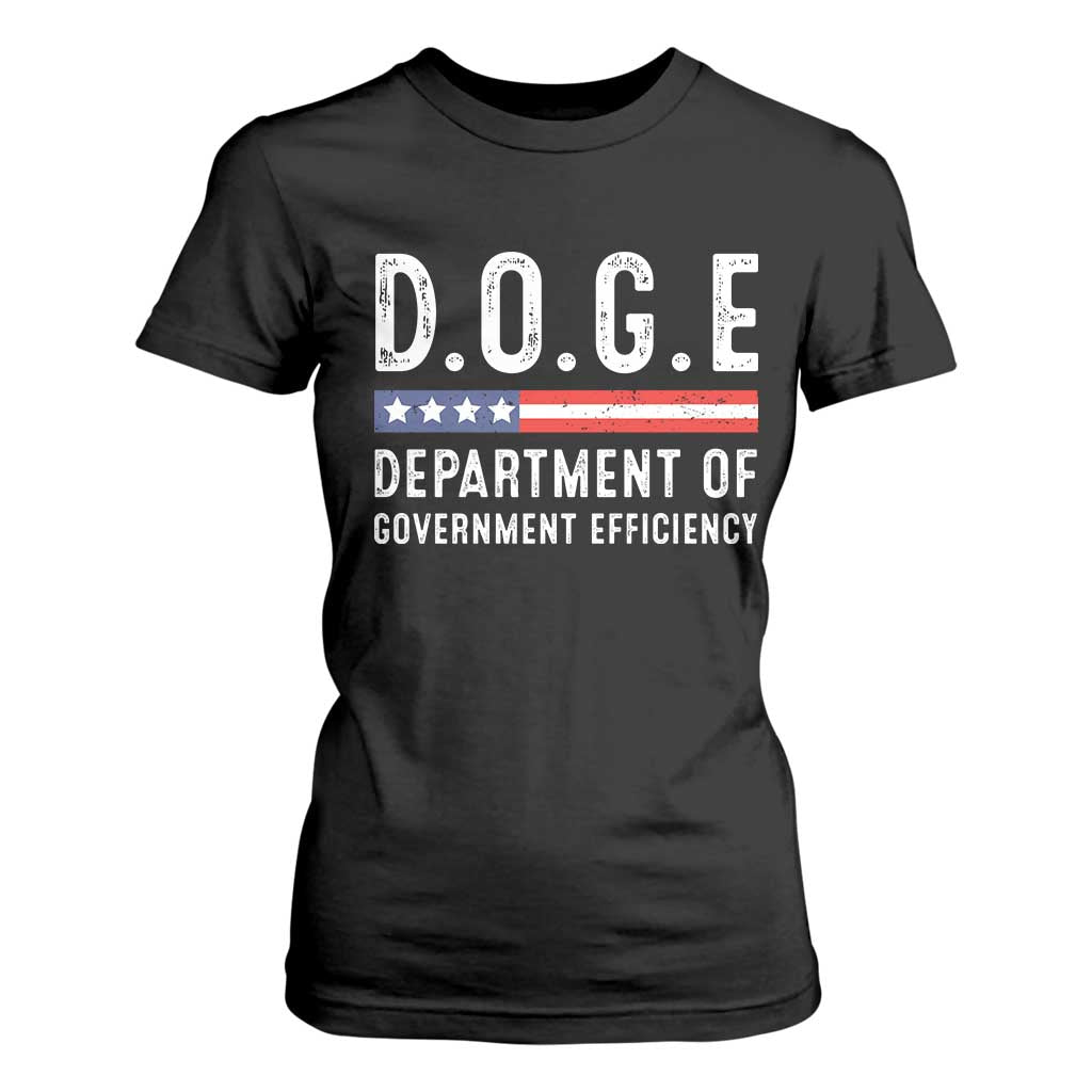 Trump Musk DOGE T Shirt For Women Department Of Government Efficiency Vintage American Flag TS11 Black Print Your Wear