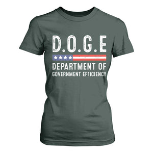 Trump Musk DOGE T Shirt For Women Department Of Government Efficiency Vintage American Flag TS11 Dark Forest Green Print Your Wear