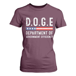 Trump Musk DOGE T Shirt For Women Department Of Government Efficiency Vintage American Flag TS11 Maroon Print Your Wear