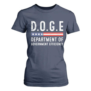 Trump Musk DOGE T Shirt For Women Department Of Government Efficiency Vintage American Flag TS11 Navy Print Your Wear