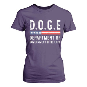 Trump Musk DOGE T Shirt For Women Department Of Government Efficiency Vintage American Flag TS11 Purple Print Your Wear