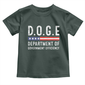 Trump Musk DOGE Toddler T Shirt Department Of Government Efficiency Vintage American Flag TS11 Dark Forest Green Print Your Wear