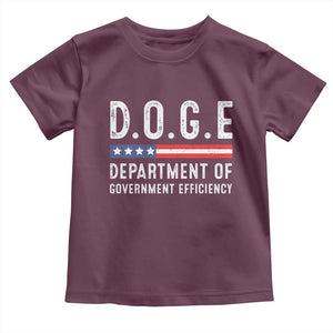 Trump Musk DOGE Toddler T Shirt Department Of Government Efficiency Vintage American Flag TS11 Maroon Print Your Wear