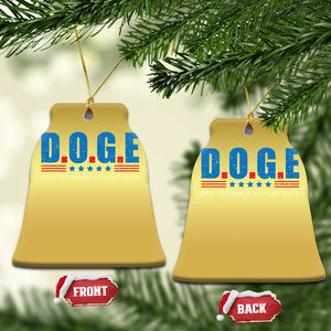 Trump Musk DOGE Christmas Ornament Make Government Efficient Again Vintage Stars Stripe TS11 Bell Flake Gold Print Your Wear