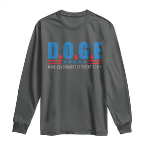 Trump Musk DOGE Long Sleeve Shirt Make Government Efficient Again Vintage Stars Stripe TS11 Dark Heather Print Your Wear