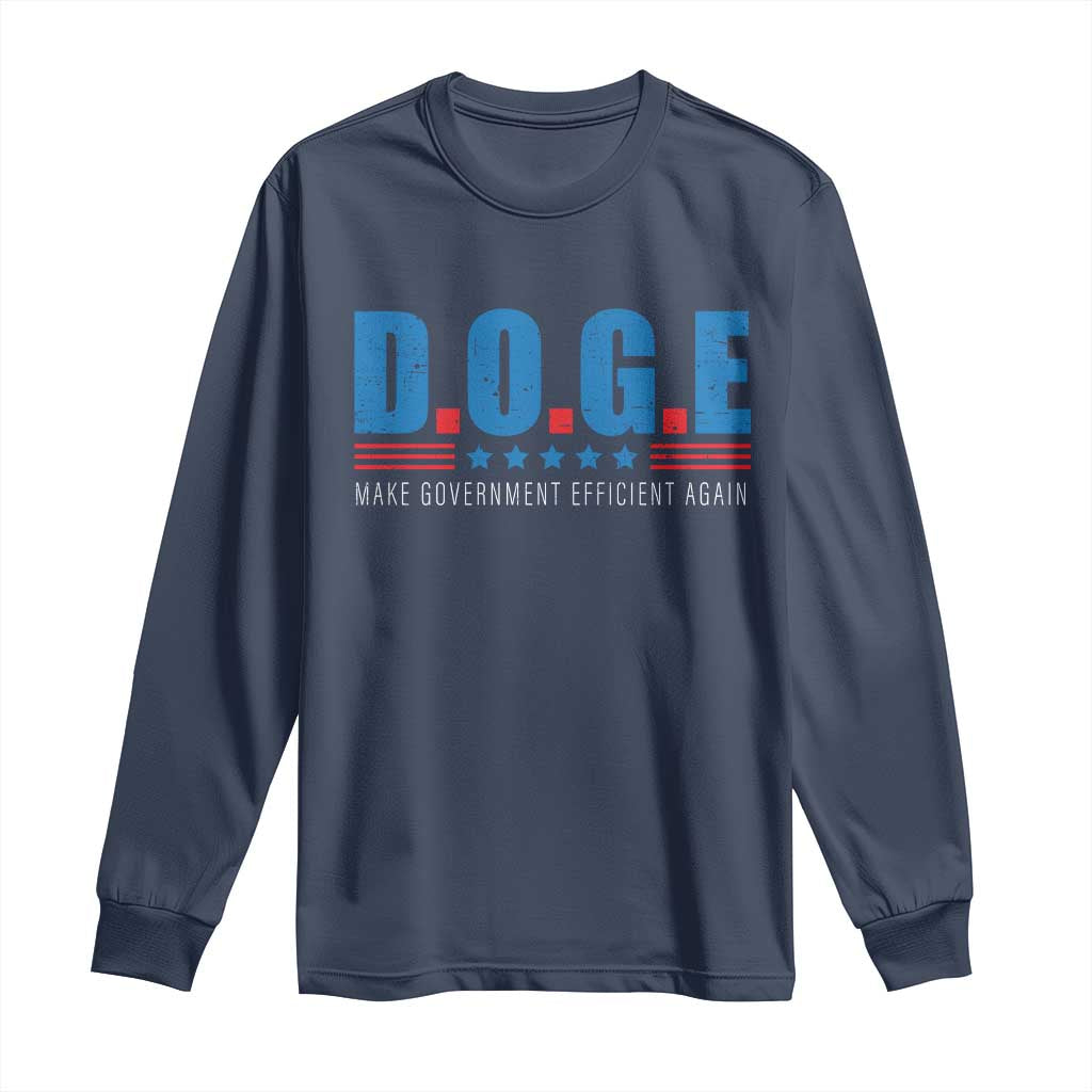 Trump Musk DOGE Long Sleeve Shirt Make Government Efficient Again Vintage Stars Stripe TS11 Navy Print Your Wear