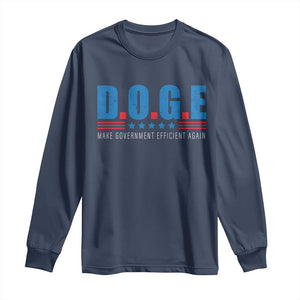 Trump Musk DOGE Long Sleeve Shirt Make Government Efficient Again Vintage Stars Stripe TS11 Navy Print Your Wear