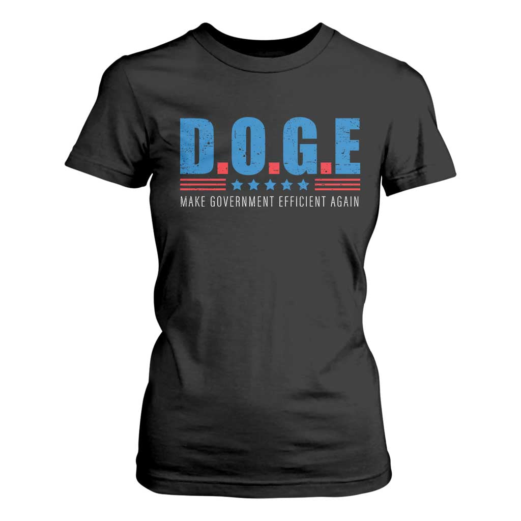 Trump Musk DOGE T Shirt For Women Make Government Efficient Again Vintage Stars Stripe TS11 Black Print Your Wear