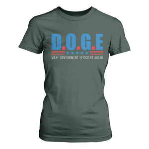 Trump Musk DOGE T Shirt For Women Make Government Efficient Again Vintage Stars Stripe TS11 Dark Forest Green Print Your Wear