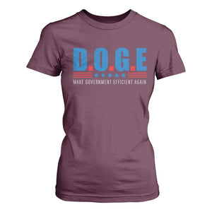 Trump Musk DOGE T Shirt For Women Make Government Efficient Again Vintage Stars Stripe TS11 Maroon Print Your Wear