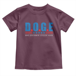 Trump Musk DOGE Toddler T Shirt Make Government Efficient Again Vintage Stars Stripe TS11 Maroon Print Your Wear