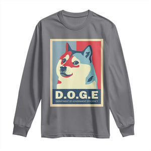 Trump Musk DOGE Long Sleeve Shirt Department Of Government Efficiency Vintage Meme Inu Dog TS11 Charcoal Print Your Wear