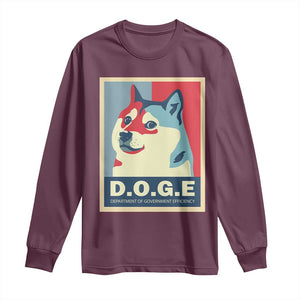 Trump Musk DOGE Long Sleeve Shirt Department Of Government Efficiency Vintage Meme Inu Dog TS11 Maroon Print Your Wear