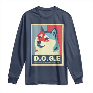 Trump Musk DOGE Long Sleeve Shirt Department Of Government Efficiency Vintage Meme Inu Dog TS11 Navy Print Your Wear