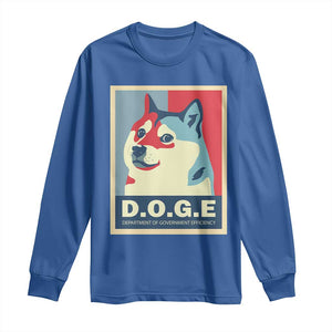 Trump Musk DOGE Long Sleeve Shirt Department Of Government Efficiency Vintage Meme Inu Dog TS11 Royal Blue Print Your Wear