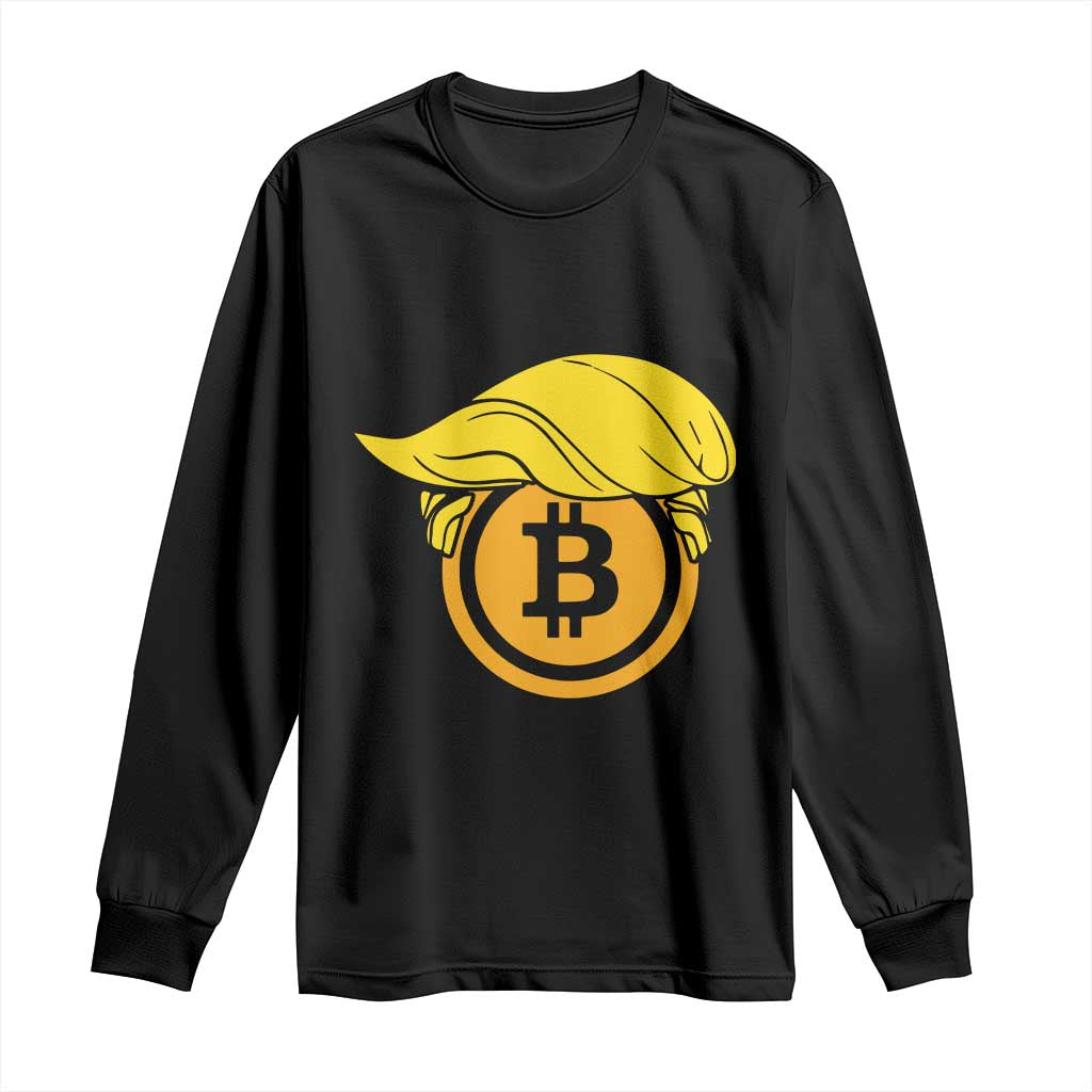 Funny Trump Bitcoin BTC Crypto Cryptocurrency Trader Long Sleeve Shirt TS11 Black Print Your Wear