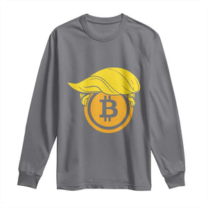 Funny Trump Bitcoin BTC Crypto Cryptocurrency Trader Long Sleeve Shirt TS11 Charcoal Print Your Wear