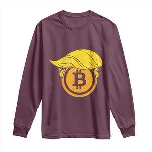 Funny Trump Bitcoin BTC Crypto Cryptocurrency Trader Long Sleeve Shirt TS11 Maroon Print Your Wear