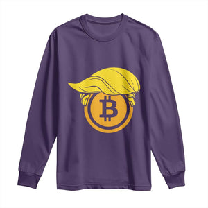 Funny Trump Bitcoin BTC Crypto Cryptocurrency Trader Long Sleeve Shirt TS11 Purple Print Your Wear