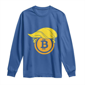 Funny Trump Bitcoin BTC Crypto Cryptocurrency Trader Long Sleeve Shirt TS11 Royal Blue Print Your Wear