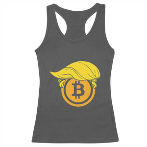 Funny Trump Bitcoin BTC Crypto Cryptocurrency Trader Racerback Tank Top TS11 Dark Heather Print Your Wear