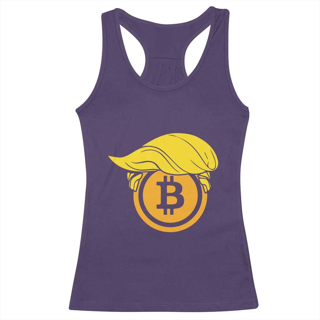 Funny Trump Bitcoin BTC Crypto Cryptocurrency Trader Racerback Tank Top TS11 Purple Print Your Wear