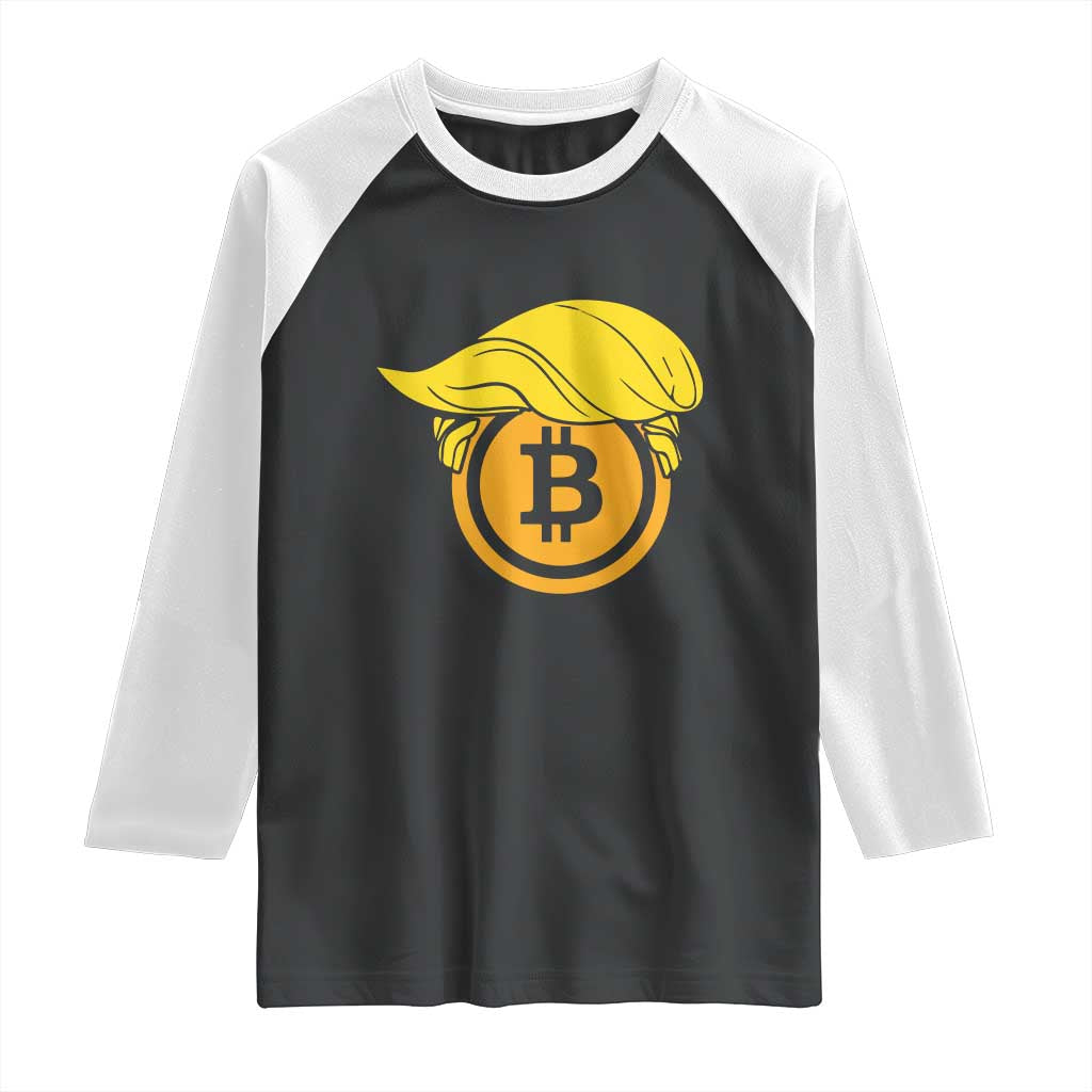 Funny Trump Bitcoin BTC Crypto Cryptocurrency Trader Raglan Shirt TS11 Black White Print Your Wear