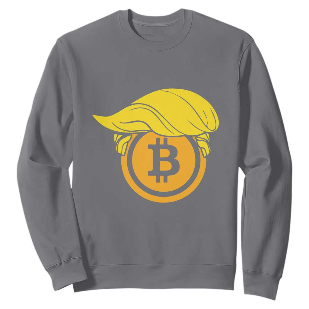 Funny Trump Bitcoin BTC Crypto Cryptocurrency Trader Sweatshirt TS11 Charcoal Print Your Wear