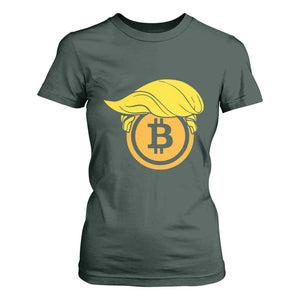 Funny Trump Bitcoin BTC Crypto Cryptocurrency Trader T Shirt For Women TS11 Dark Forest Green Print Your Wear