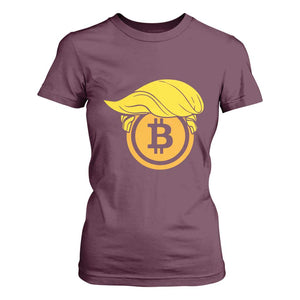 Funny Trump Bitcoin BTC Crypto Cryptocurrency Trader T Shirt For Women TS11 Maroon Print Your Wear