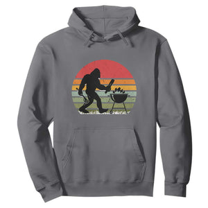 Funny Retro Bigfoot Grilling BBQ Chef Hoodie TS11 Charcoal Print Your Wear