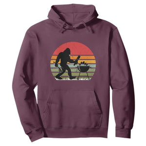 Funny Retro Bigfoot Grilling BBQ Chef Hoodie TS11 Maroon Print Your Wear