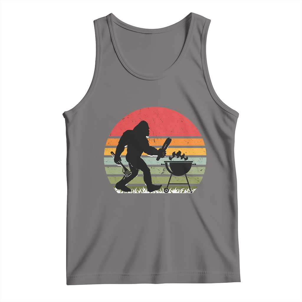Funny Retro Bigfoot Grilling BBQ Chef Tank Top TS11 Deep Heather Print Your Wear