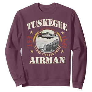 Tuskegee Airman Sweatshirt Heroes Of Freedom 332ND Fighter Group Est 1941 TS11 Maroon Print Your Wear