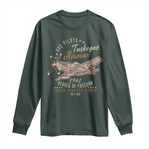 Tuskegee Airman Long Sleeve Shirt Heroes Of Freedom 332ND Fighter Group Est 1941 Vintage Fighter TS11 Dark Forest Green Print Your Wear