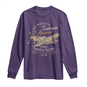 Tuskegee Airman Long Sleeve Shirt Heroes Of Freedom 332ND Fighter Group Est 1941 Vintage Fighter TS11 Purple Print Your Wear