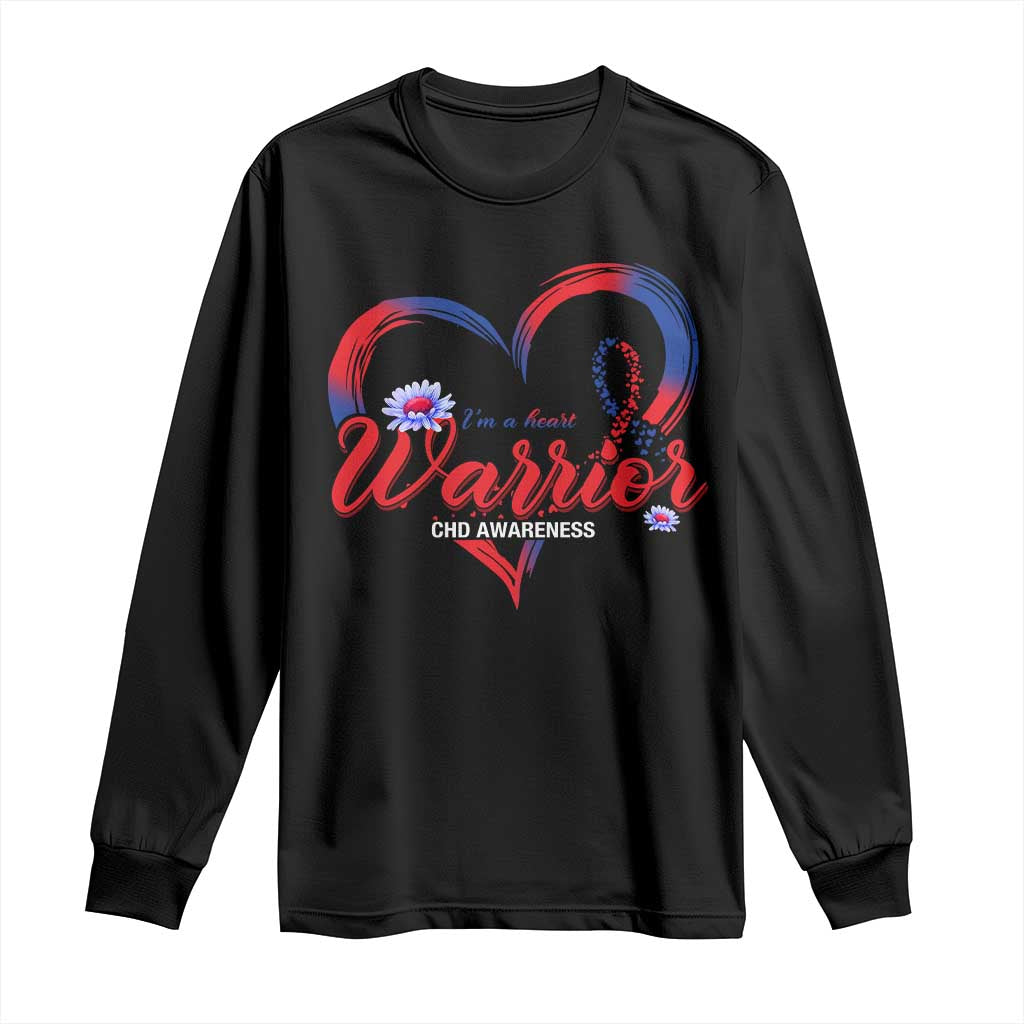 I'm A Heart Warrior Long Sleeve Shirt Congenital Heart Disease CHD Awareness TS11 Black Print Your Wear