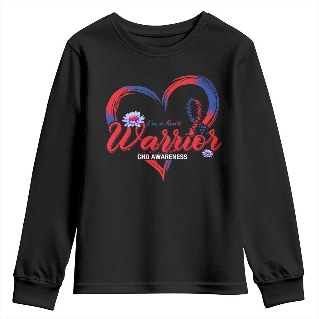 I'm A Heart Warrior Youth Sweatshirt Congenital Heart Disease CHD Awareness TS11 Black Print Your Wear