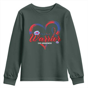 I'm A Heart Warrior Youth Sweatshirt Congenital Heart Disease CHD Awareness TS11 Dark Forest Green Print Your Wear