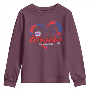 I'm A Heart Warrior Youth Sweatshirt Congenital Heart Disease CHD Awareness TS11 Maroon Print Your Wear