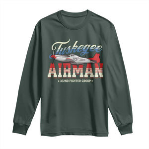 Tuskegee Airman Long Sleeve Shirt 332ND Fighter Group Airplane TS11 Dark Forest Green Print Your Wear