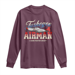 Tuskegee Airman Long Sleeve Shirt 332ND Fighter Group Airplane TS11 Maroon Print Your Wear