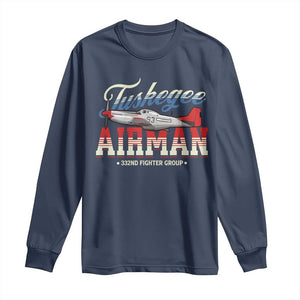 Tuskegee Airman Long Sleeve Shirt 332ND Fighter Group Airplane TS11 Navy Print Your Wear