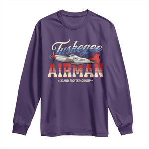 Tuskegee Airman Long Sleeve Shirt 332ND Fighter Group Airplane TS11 Purple Print Your Wear