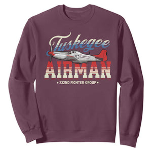 Tuskegee Airman Sweatshirt 332ND Fighter Group Airplane TS11 Maroon Print Your Wear