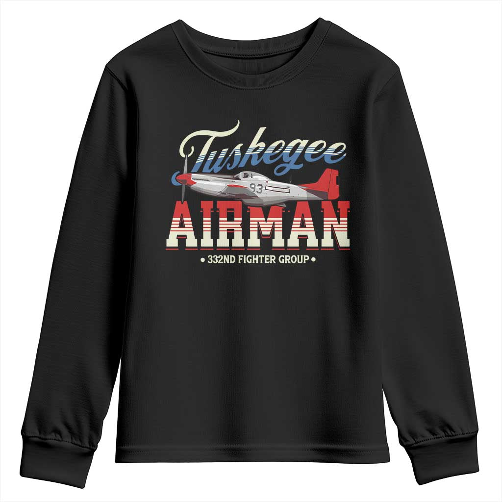 Tuskegee Airman Youth Sweatshirt 332ND Fighter Group Airplane TS11 Black Print Your Wear