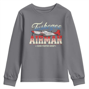 Tuskegee Airman Youth Sweatshirt 332ND Fighter Group Airplane TS11 Charcoal Print Your Wear