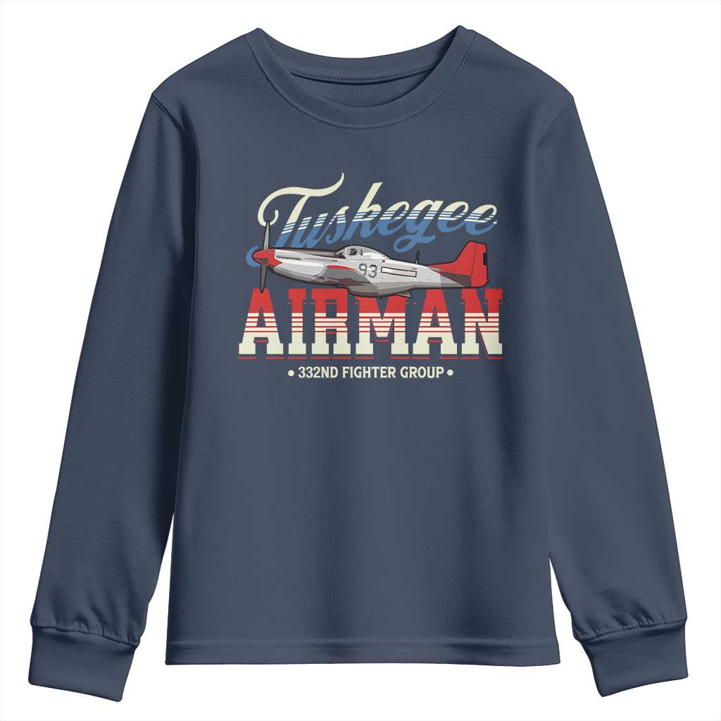Tuskegee Airman Youth Sweatshirt 332ND Fighter Group Airplane TS11 Navy Print Your Wear