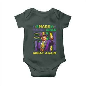 Funny Trump Make Mardi Gras Great Again Baby Onesie Vintage American Flag Fleur De Lis TS11 Dark Forest Green Print Your Wear